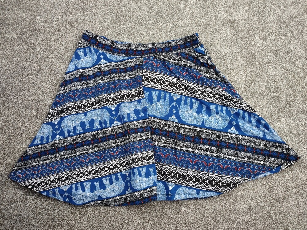 Rue 21 Skirt Womens Large Blue India Elephant Motif Long Calico Paisley Fabric